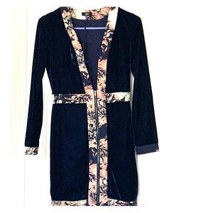 Long sleeve velour zip up mini dress